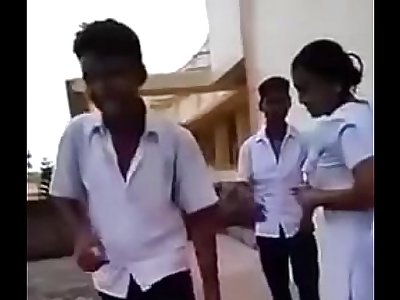 Indian School Girl And Boys Doing Masti Around The Lecture-hall